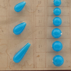 Vintage sample card (13) Czech chalcedony opaline blue lampwork glass beads