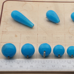 Vintage sample card (13) Czech chalcedony opaline blue lampwork glass beads