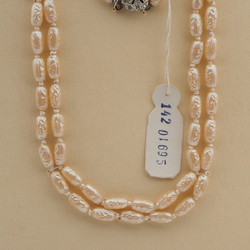 Vintage Czech 2 strand knotted necklace pearl dimple glass beads 