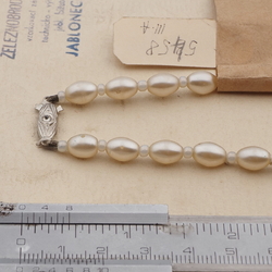 Vintage Czech necklace pearl oval teardrop dimple glass beads 