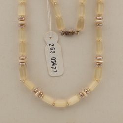 Vintage Czech necklace topaz satin atlas pearl glass beads 