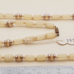 Vintage Czech necklace topaz satin atlas pearl glass beads 