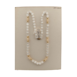 Vintage Czech necklace satin atlas pearl glass beads 