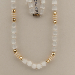 Vintage Czech necklace satin atlas pearl glass beads 