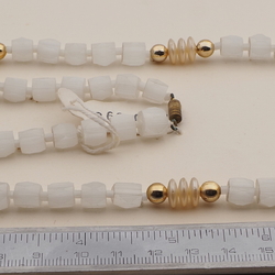 Vintage Czech necklace satin atlas pearl glass beads 