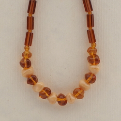Vintage Czech necklace topaz beige glass beads