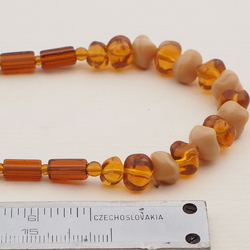 Vintage Czech necklace topaz beige glass beads