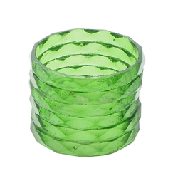 Lot (6) antique Czech green faceted glass bangles napkin rings 2.5"