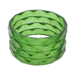 Lot (4) antique Czech green faceted glass bangles napkin rings 2.5"