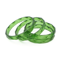 Lot (4) antique Czech green faceted glass bangles napkin rings 2.5"