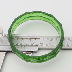 Lot (2) antique Czech green faceted glass bangles napkin rings 2.5"