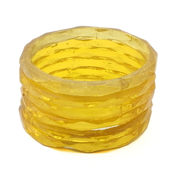 Lot (6) antique Czech golden yellow faceted glass bangles napkin rings 2.1"