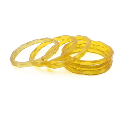 Lot (6) antique Czech golden yellow faceted glass bangles napkin rings 2.1"