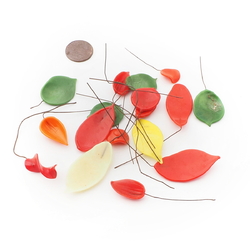 Lot (17) Czech antique lampwork glass flower petal leaf head pin beads