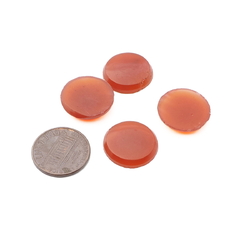 Lot (4) Czech vintage carnelian red round lozenge glass cabochons 18mm
