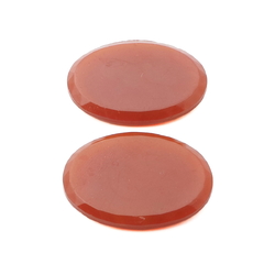 Lot (2) large Czech vintage carnelian red oval lozenge glass cabochons 30x22mm