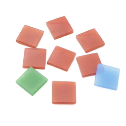 Lot (9) Czech vintage carnelian chalcedony chrysoprase square glass cabochons 15mm