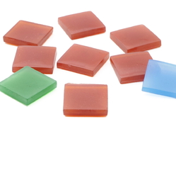 Lot (9) Czech vintage carnelian chalcedony chrysoprase square glass cabochons 15mm