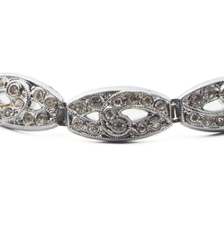 Czech vintage Art Deco silver plate bracelet clear glass rhinestones