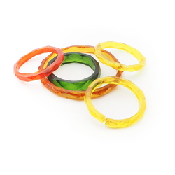 Lot (5) antique Czech faceted glass bangles napkin rings