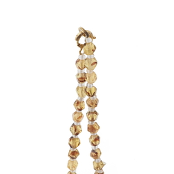 Vintage Czech necklace tortoise topaz clear faceted glass beads 16"