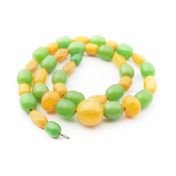 Vintage Czech necklace chunky juice yellow celluloid bakelite beads 27"
