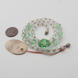 Vintage Czech Deco necklace uranium clear faceted glass beads 16"