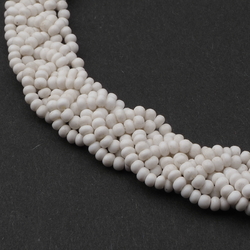 Vintage Czech plaited white seed glass bead necklace 16"