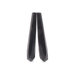 Lot (2) antique Deco Czech black teardrop faceted headpin glass beads 35mm