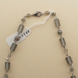 Vintage Czech link necklace frost lustre cube star glass beads 