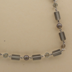 Vintage Czech link necklace frost lustre cube star glass beads 