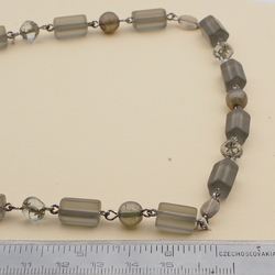Vintage Czech link necklace frost lustre cube star glass beads 