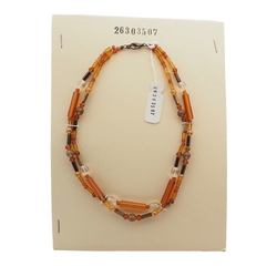 Vintage Czech 2 strand necklace topaz metallic lustre glass beads 