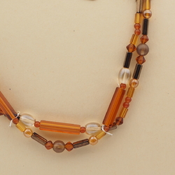 Vintage Czech 2 strand necklace topaz metallic lustre glass beads 