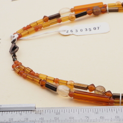 Vintage Czech 2 strand necklace topaz metallic lustre glass beads 