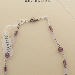 Vintage Czech link necklace purple blue glass beads 