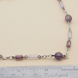 Vintage Czech link necklace purple blue glass beads 