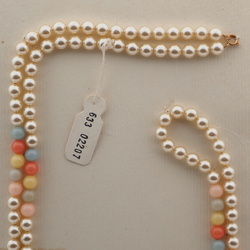 Long vintage Czech necklace pearl pastel round beads 