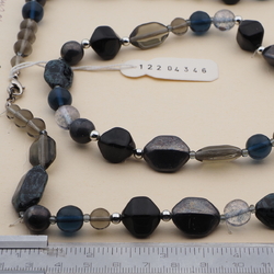 Long vintage Czech necklace round hexagon glass beads 40"