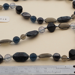Long vintage Czech necklace round hexagon glass beads 40"
