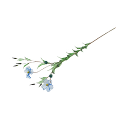 Czech lampwork Art glass Blue Flax meadow flowers stem ornament