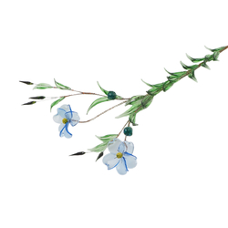 Czech lampwork Art glass Blue Flax meadow flowers stem ornament