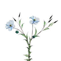 Czech lampwork Art glass Blue Flax meadow flowers stem ornament