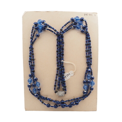 Vintage Czech 3 strand necklace blue glass beads 