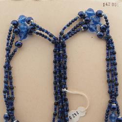 Vintage Czech 3 strand necklace blue glass beads 