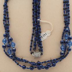 Vintage Czech 3 strand necklace blue glass beads 