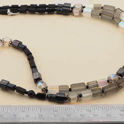 Vintage Czech necklace frost lustre marble black glass beads 