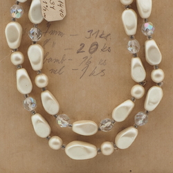 Vintage Czech 2 strand necklace pearl clear glass beads 