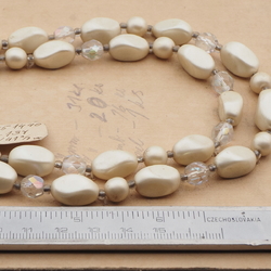 Vintage Czech 2 strand necklace pearl clear glass beads 