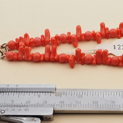 Vintage Czech necklace coral orange glass beads 16" 